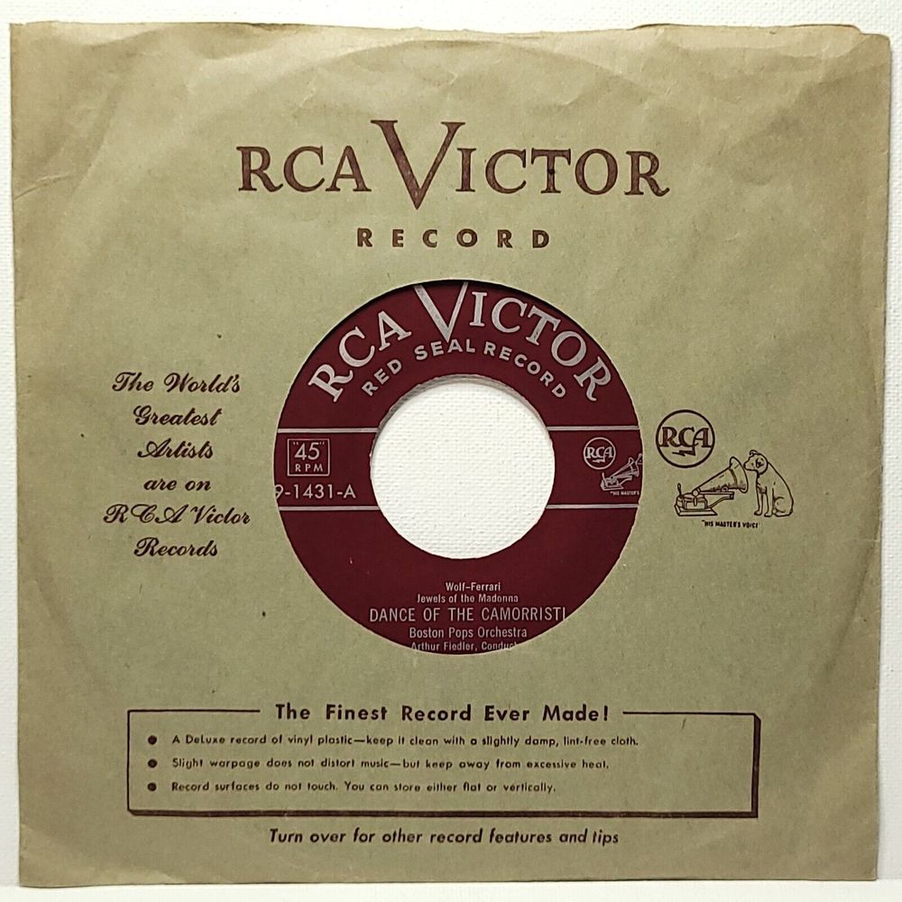 Boston Pops Orch. Arthur Fiedler Vinyl 45 Dance Of The Camorristi / Malaguena